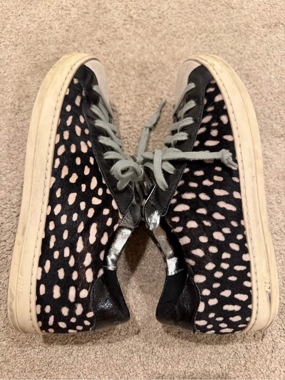 P448 size 37 Women’s Black & Pink Spotted Low-Top Fashion Sneakers